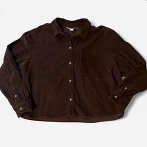 Old Navy Women's Brown Corduroy Button Down Shirt